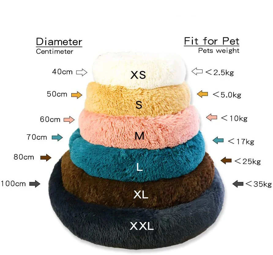 Round Dog Bed Long Plush Pet Kennel Washable Cat House Soft Cotton Mats Sofa For Small Large Dog Chihuahua Dog Basket Pet Bed