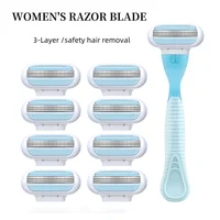 Women Safety Razor 3-layer Stainless Steel Manual Beard Shaving Blades Body Hair B ikini Underarm Thigh Shaver Portable Shaving 1