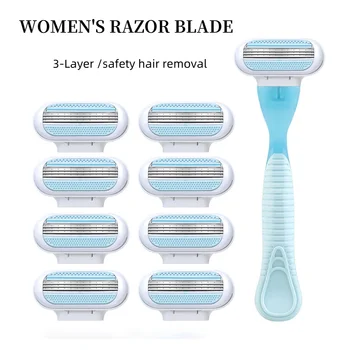 Women’s Safety Razor – 3-Layer Stainless Steel Manual Shaving Blades for Body, Bikini, Underarm & Thigh – Portable Hair Remover 1
