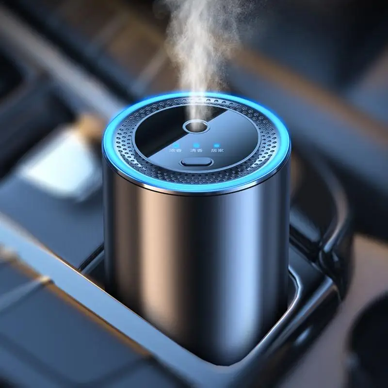 Humidificateur & Diffuseur D'Huiles Essentielles Pour Voiture 300ml - 3 Modes Brume, LED Colorées, USB - Parfum Cologne Inclus