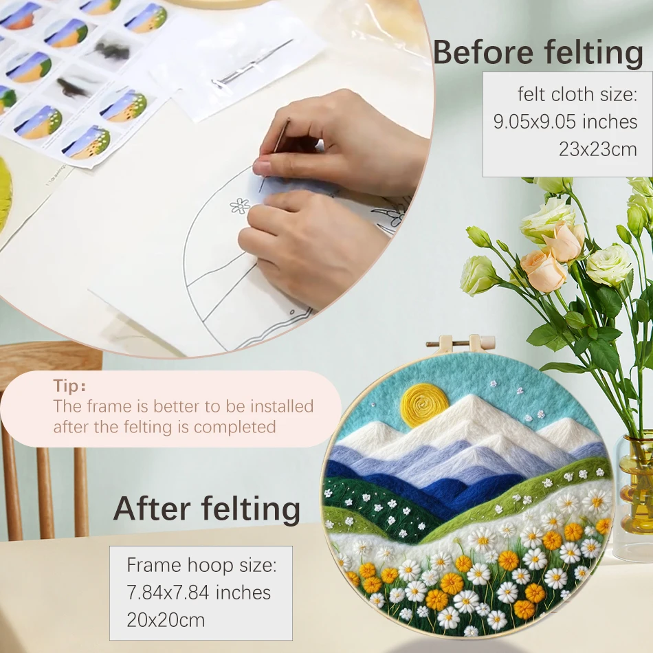 GATYZTORY Needle Felting Painting Kits Felt Painting Flower Kit Funny Wool Needle Felt Set For Beginners Used For Home Decor wool felting kit needle felt kit