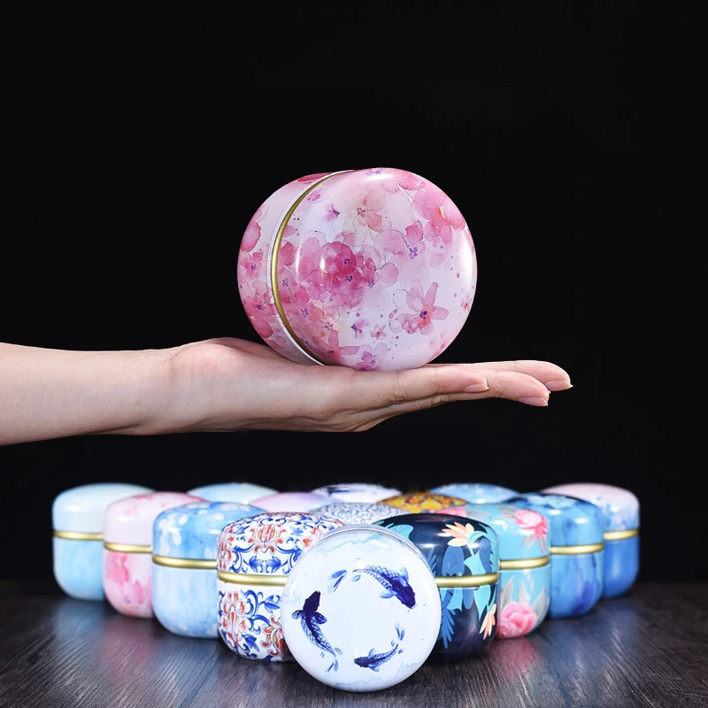 Dampproof Container Round Tinplate Tea Caddy Nuts Candy Snacks Sealed Jar Universal Packaging Box tea tin box tea canister
