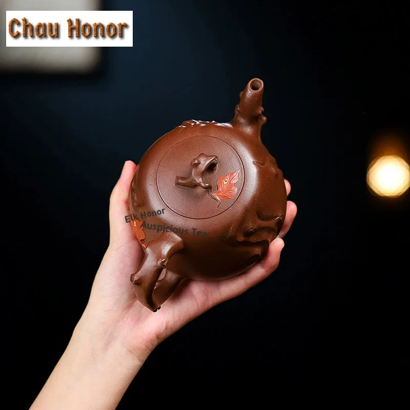 460ml Luxury Yixing Purple Clay Teapots Handmade Decal Pot Raw Ore Mud Tea Maker Kettle Zisha Tea Set Tableware Ornaments Gift