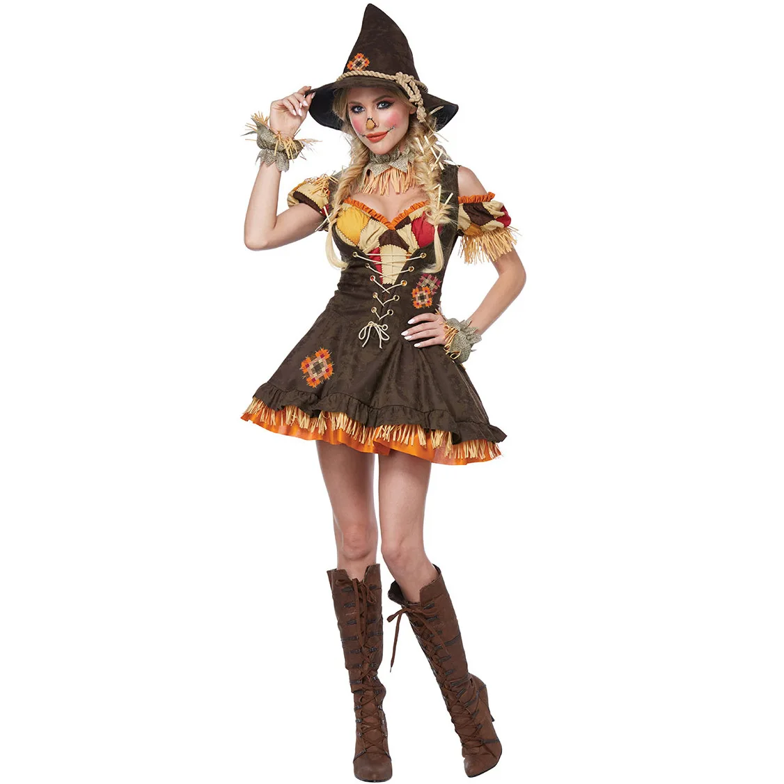 

Anime The Wizard Of Oz Scarecrow Cosplay Fancy Party Dress Halloween Party Suit Carnival Circus Funny Clown Masquerade Costume