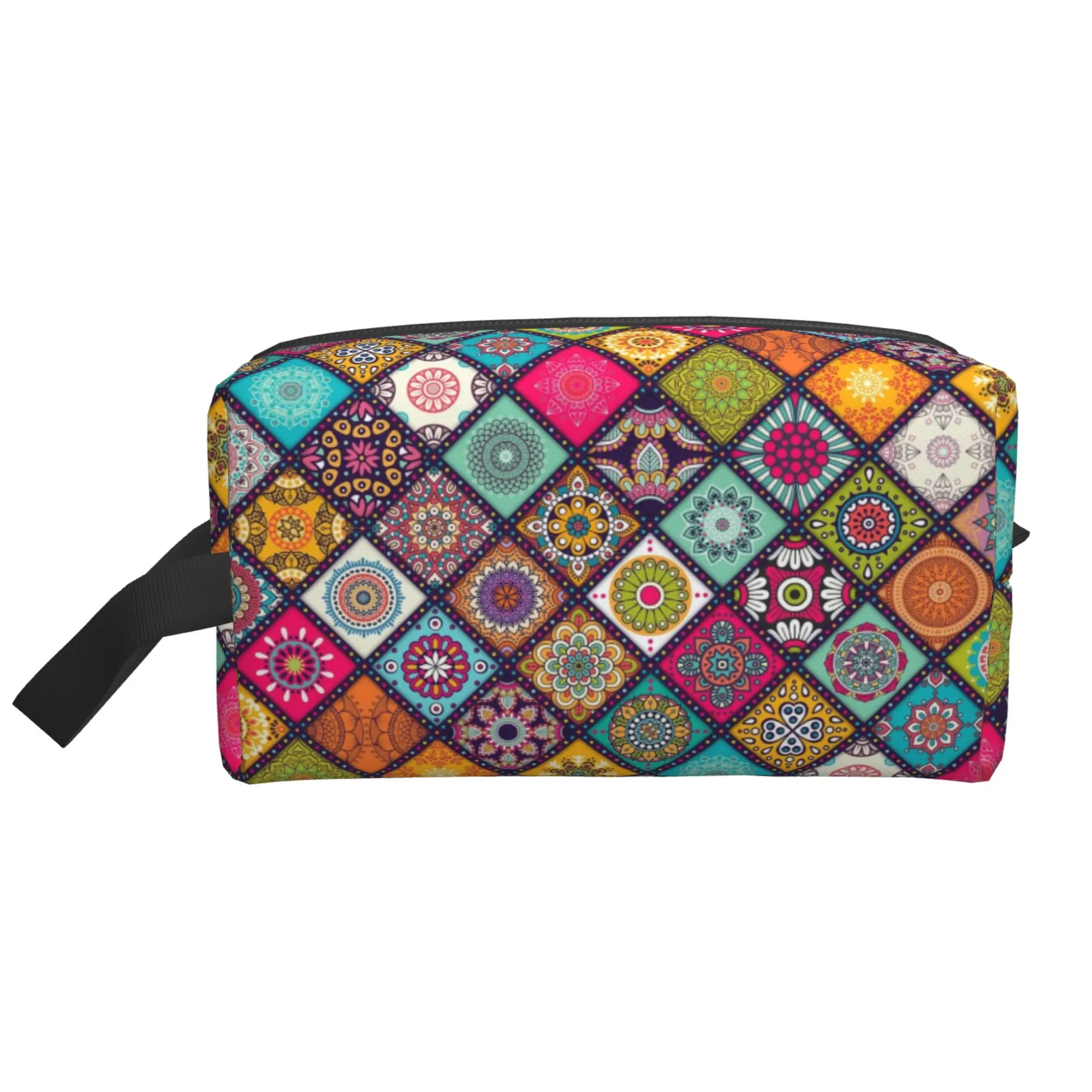 

Bohemian Ethnic Traditional Pattern Storage Bags Portable Large Capacity Travel Cosmetic Bag Makeup Bag Ideal for Everyday Use