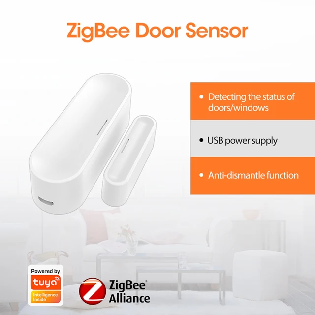 Tuya APP Door Open/Closed Detectors Security Protection ZigBee Alarm Detector 2.4GHz Wireless Window Door Gate Sensor for Indoor 4