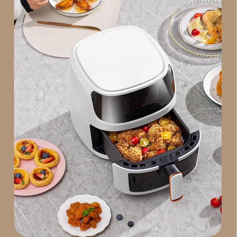 New 8L Stainless Steel Large-Capacity Air Fryer Household Visual Electric Oven Oil-Free Multifunctional Home Black White Green 5