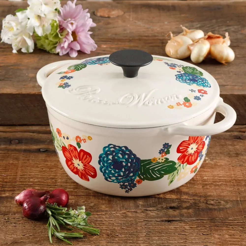 

3 Quart Enamled Cast Iron Dutch Oven with Self Lid Cast Iron Pot Cast Iron Cookware Nonstick Ceramic Casserole