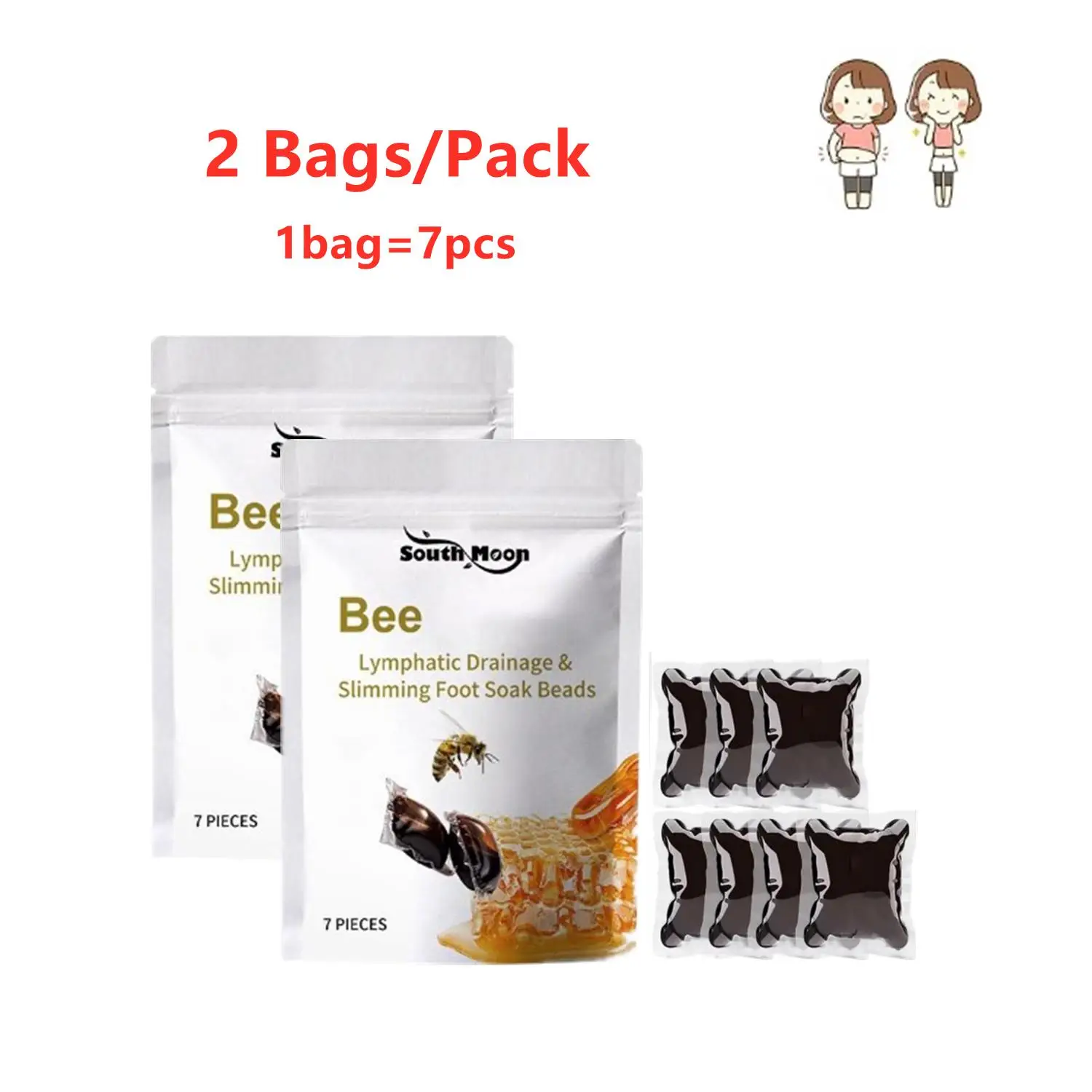 

2 Bags Lukmlca Bee Lymphatic Drainage & Slimming Foot Soak Beads Feet Health Care