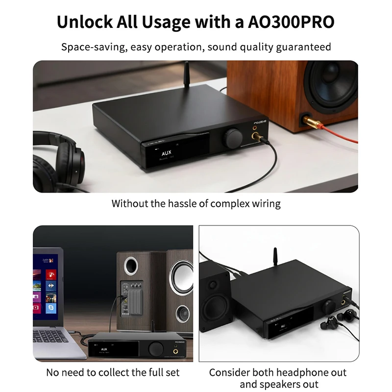 SMSL AO300 PRO パワーアンプ ヘッドホンアンプ デコーダー MA5332MS