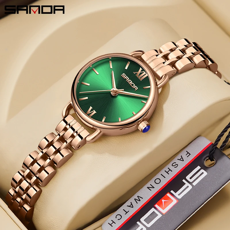 2023 Sanda 1118 New Watch Quartz Watch Fashion lovely Simplicity Waterproof Quartz Women's Belt Green Watch