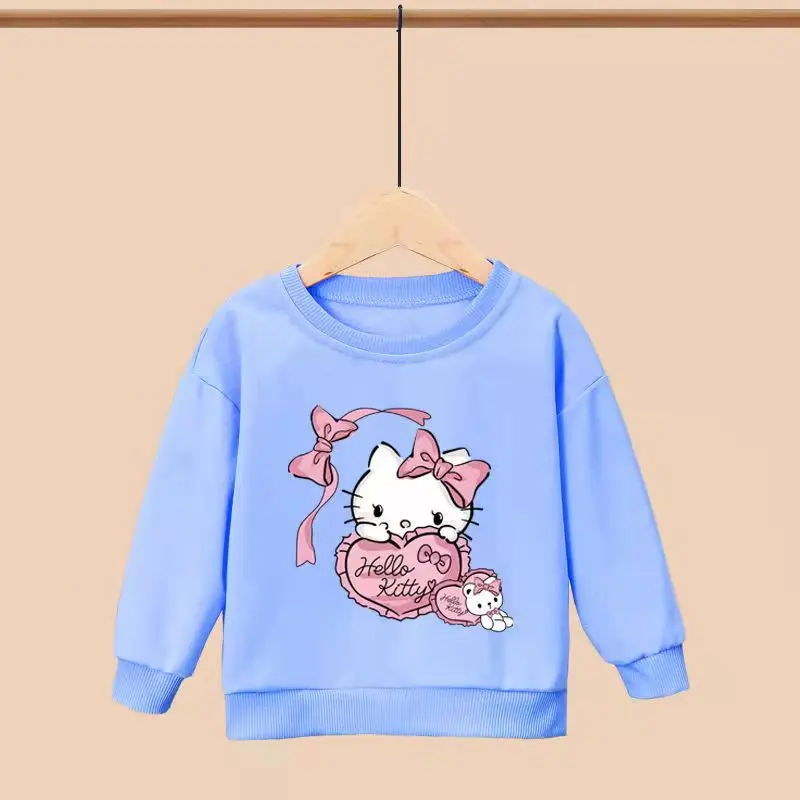 thumbnail image 1 of Hello Kitty-suéter de tendencia de otoño para niños y niñas, camisetas de manga larga con estampado informal coreano, camisetas, ropa para niños, 1 of 5