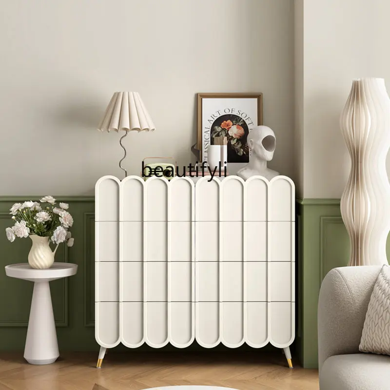

French Cream Style Chest of Drawers Living Room Side Cabinet Bedroom Storage Cabinet Simple Modern Storage Chest of Drawer
