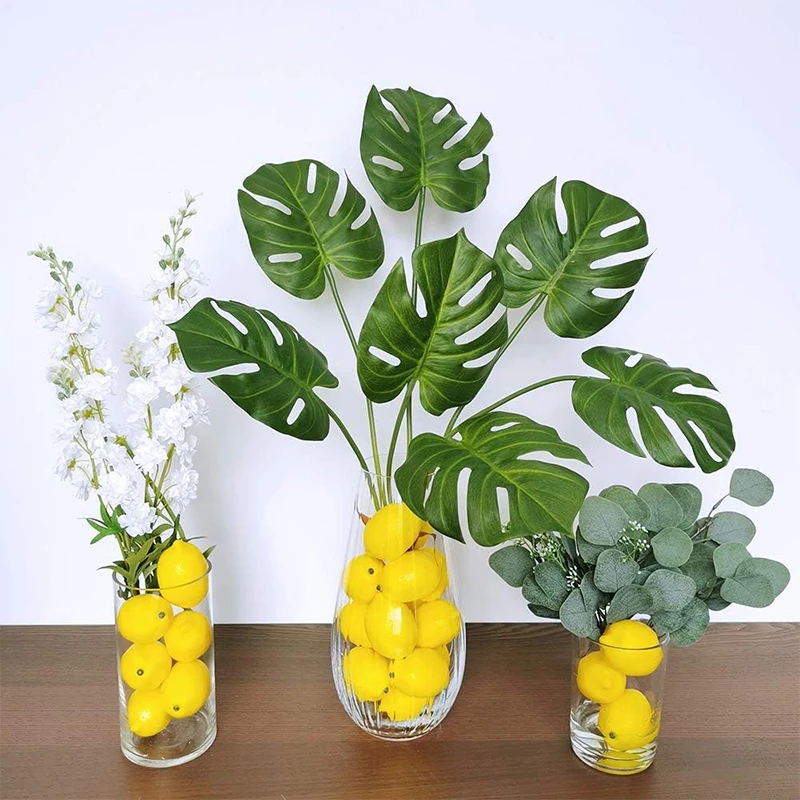 Artificial Lemons for Home and Kitchen Decor - Set of 2/5/10 - Realistic Faux Fruit Ornaments