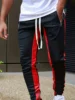 Men Sweatshirts Jogging Pants Men Casual Pants Men Stylish Color Block Zip Pockets Drawstring Sports Skinny Pants Trousers Pants 3