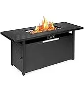 Giantex 57'' Gas Fire Table, Rectangular Outdoor Patio Propane Firepit Table, 50,000 BTU Auto-Ign...