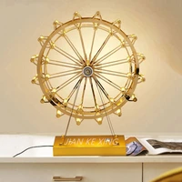 Netherlands Designer LED Ferris Wheel Table Lamp for Bedroom Living Kid Room Desk Decor Stainless Steel Rotating Night Lighting 2
