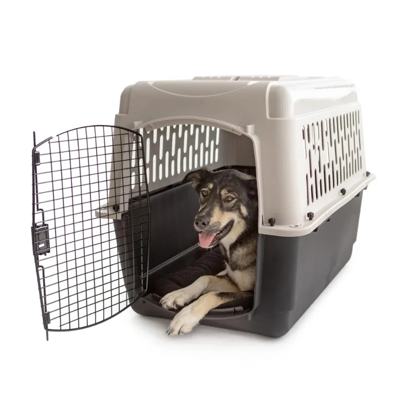 

Vibrant Life Pet Kennel Large 40" Dog Crate, Plastic Travel Pet Carrier for Pets 70-90 lb, Grey
