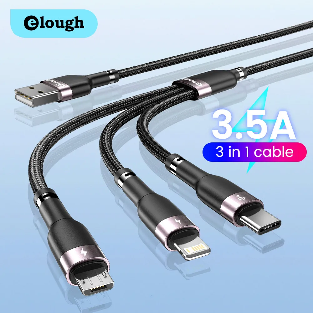3.5A Fast Charging 3 In 1 Mobile Phone Wire Multiple USB Type C Data