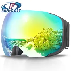 Findway Brand Snowboard Ski Goggles Magnetic Quick Interchangeable Lens Frameless Anti-Fog Winter Snow Glasses for Men Women