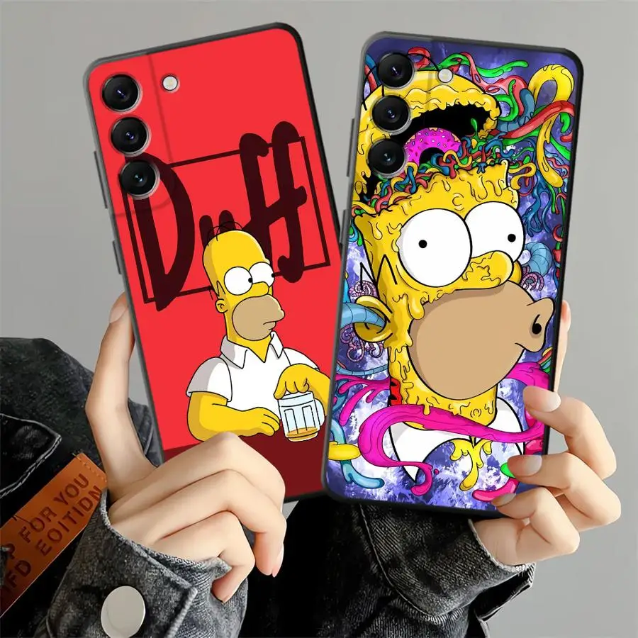 Black Soft Phone Cover with Funny Homer Simpson Design