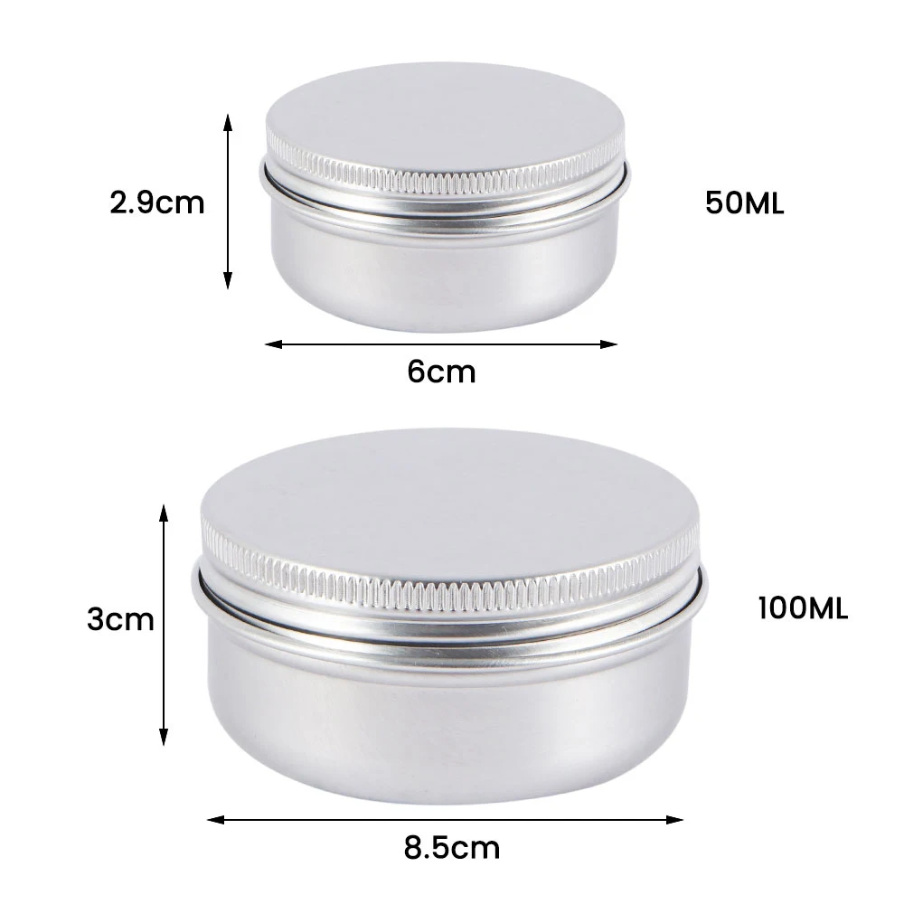 Aluminum Tin Jar Mini Portable Aluminum Container Box 10Pcs 50/100ML storage jar for Cream Balm Candle Cosmetic Multi-functional Storage