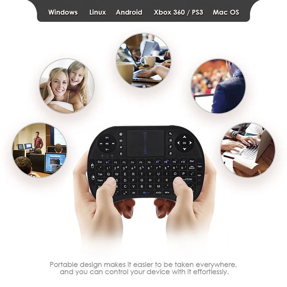 retroiluminado mini teclado sem fio inglês russo francês espanhol português ar mouse touchpad remoto para android caixa de tv pc