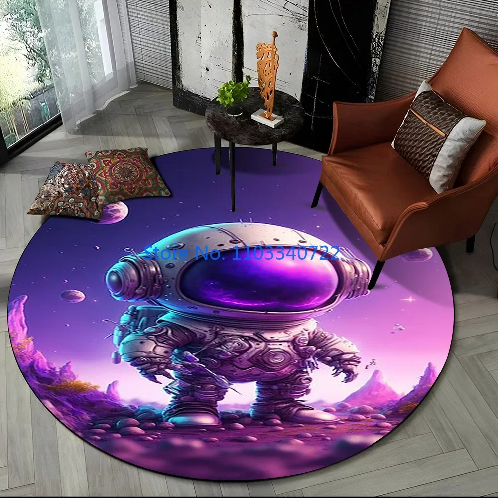 

Круглый ковер с 3D астронавтом, мультяшный космический ковер, круглый ковер 120 см, игровой коврик для ползания, нескользящий напольный коврик для игр, декор для детской гостиной