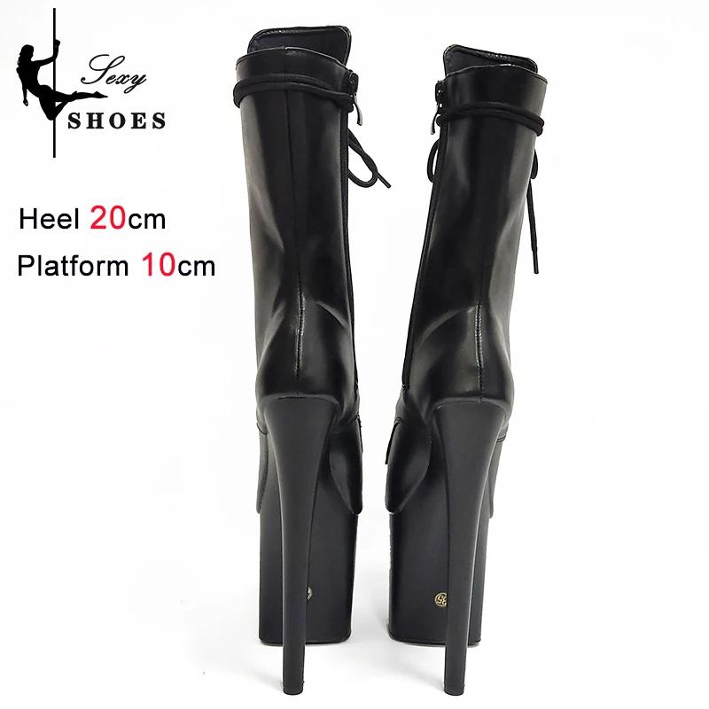 20CM Thin Heels Ankle Boots Extended Shoes length Platform Peep Toe High Heels Pole Dance Shoes Women Side Zipper Botas Mujer