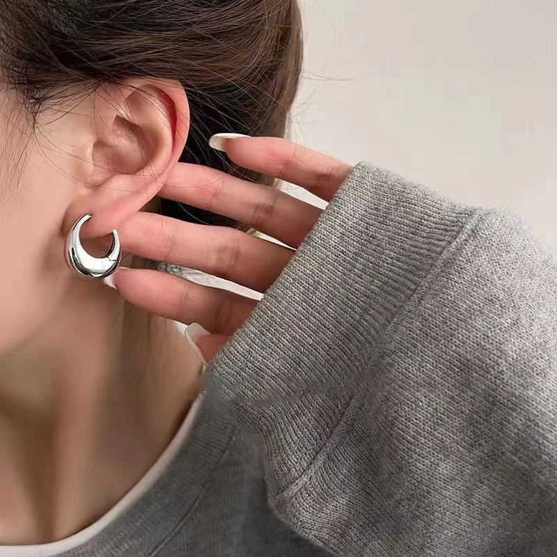 Gold Color Round Clip Earrings for Women Non Pierced Hoops