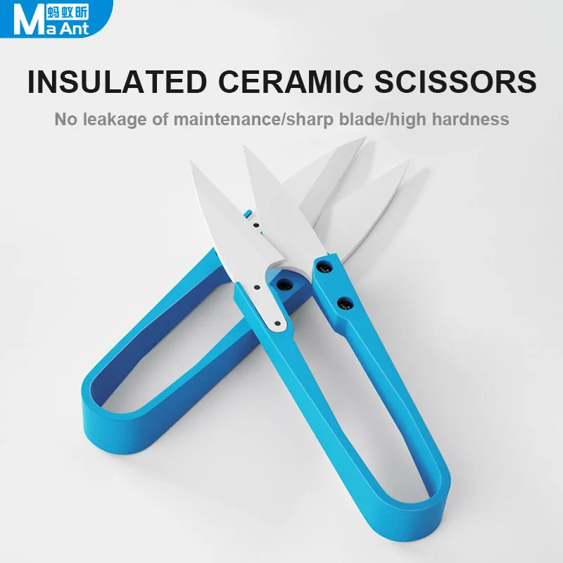 

MaAnt Insulating Ceramic Scissors for Mobile Phone Maintenance Non-conductive Battery Cable Positive Negative Cutting Hand Tool