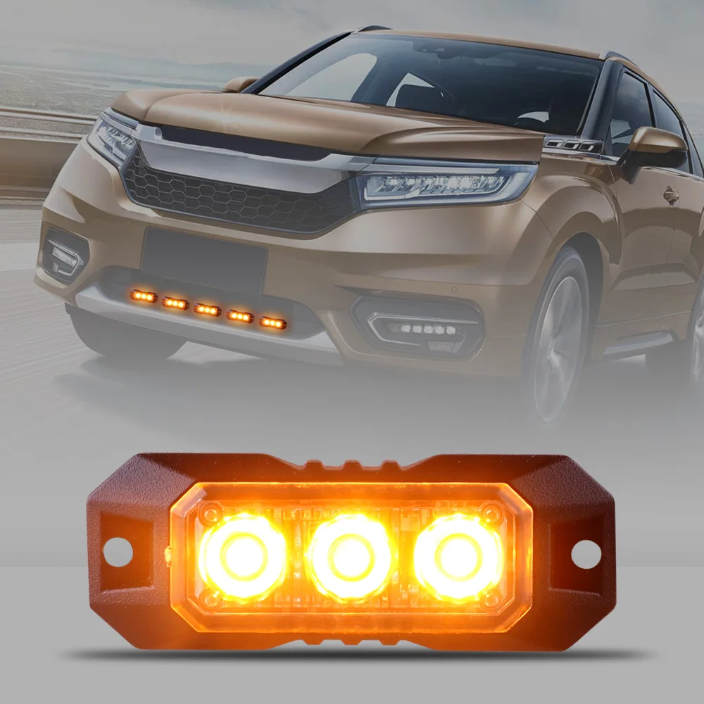 3LED Emergency Strobe Warning Flashing Grille Lights Trucks Cars 12 24V 1PCS