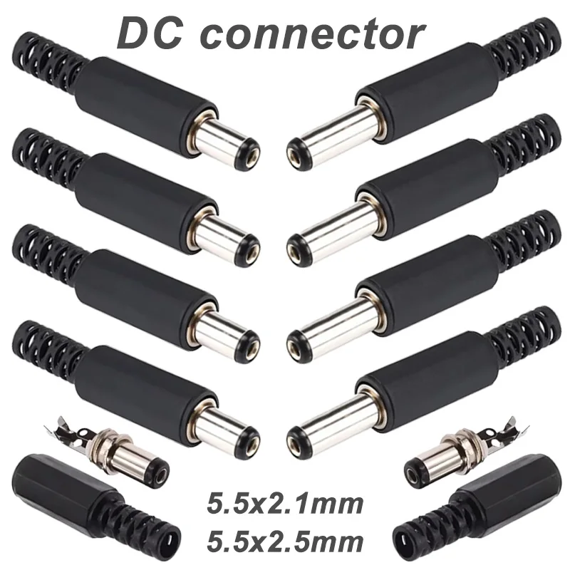 10/50/250Pcs DC Power Plug DC Connector 5.5X2.5mm 5.5*2.1mm Male Power Plug Adaptor