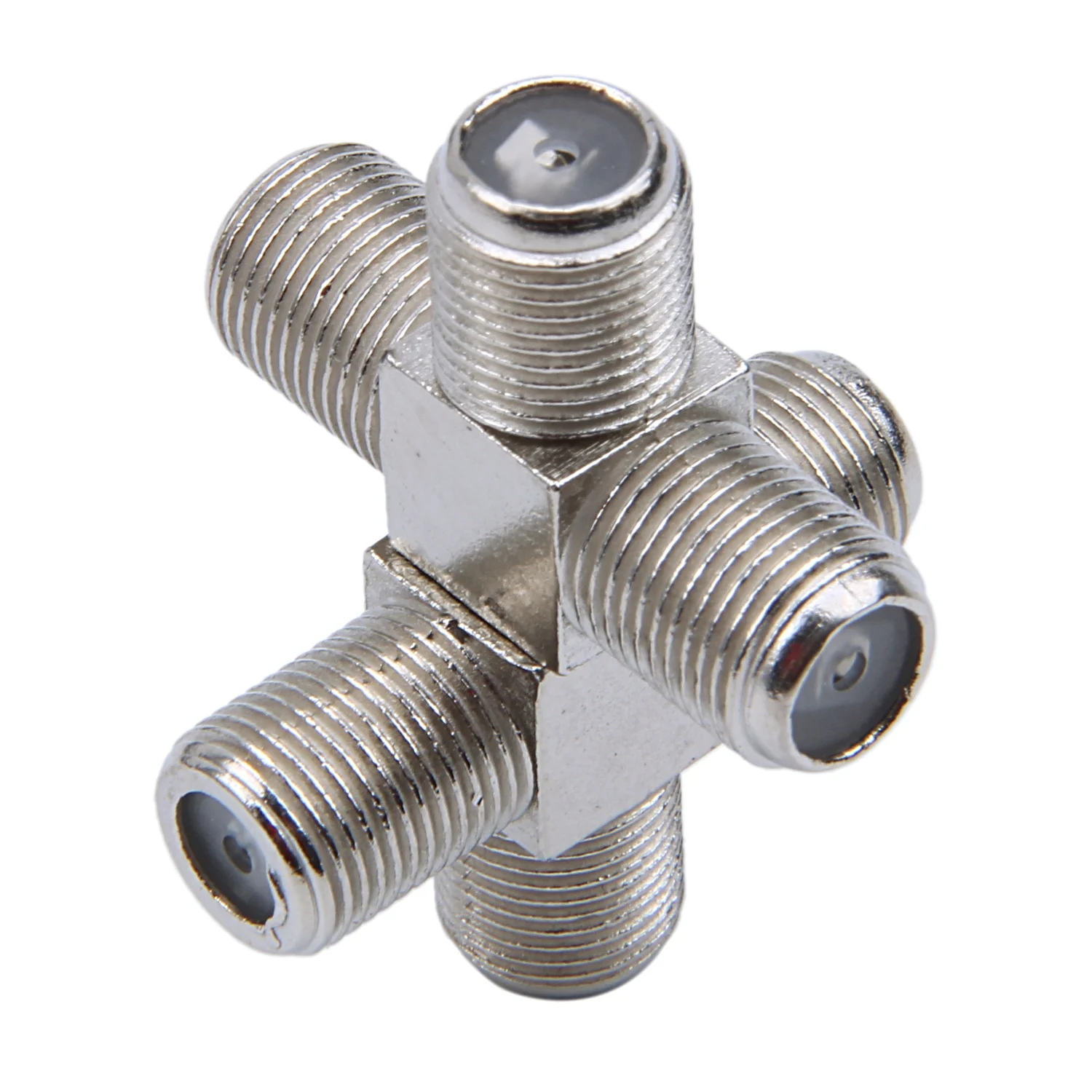 10-Pack 3-Way F-Type Coassiale Cable Splitter Combiner Femmina A 3 Femmina Per Video Vcr Antenna Tv Cable Satellite, Argento