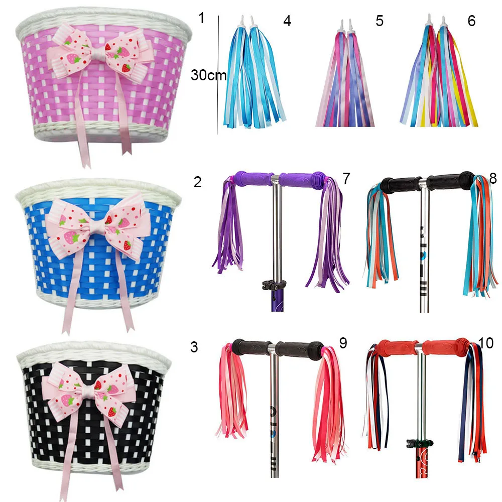 Colorful Bike Bicycle Tricycle Handlebar Tassels 2Pcs 30cm Kids Girls Boys Cycling Handlebar Streamers Tassels
