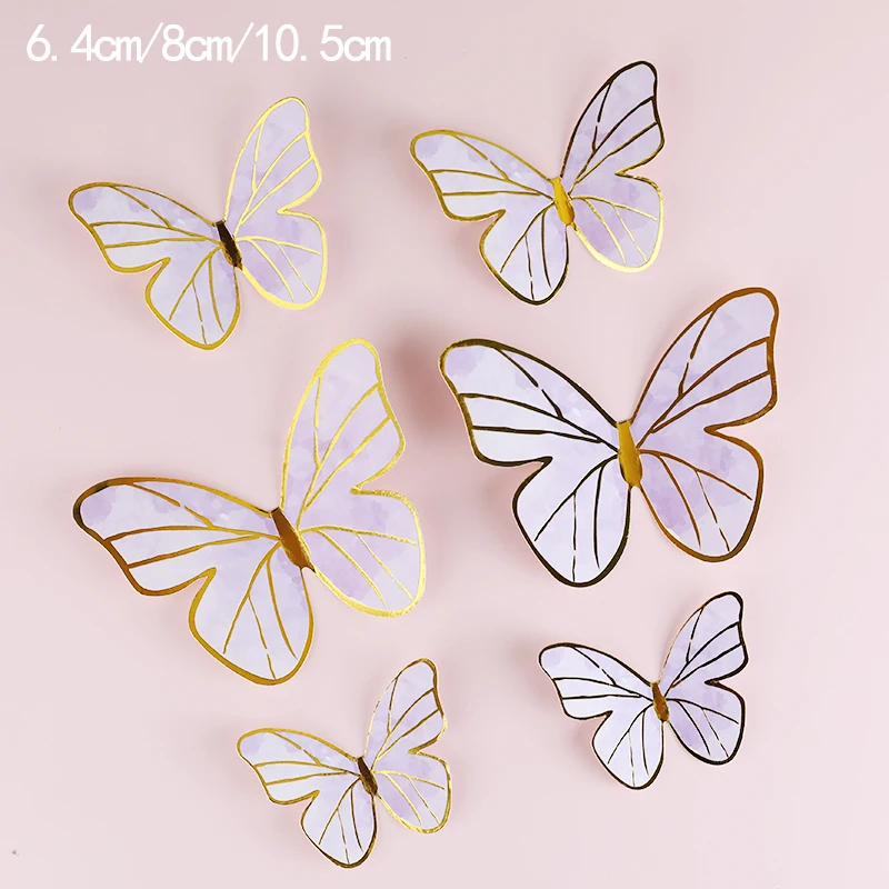 Elegant White Butterfly Cake Topper Set for Wedding and Party Decorations