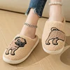 Patchwork Dog Home Fluffy Slippers Women Winter Light Flat Warm Plush Slippers Woman Comfort Soft Sole Non-slip Cotton Slides 6