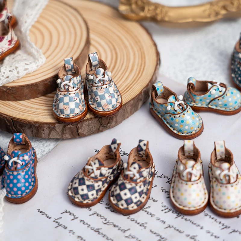 Blythe Baby Shoes Mini Toy Accessories OB22 Shoes Checker Shoes Small Cloth UFDOLL Mini Body OB24 Handmade Cowhide Shoes 3