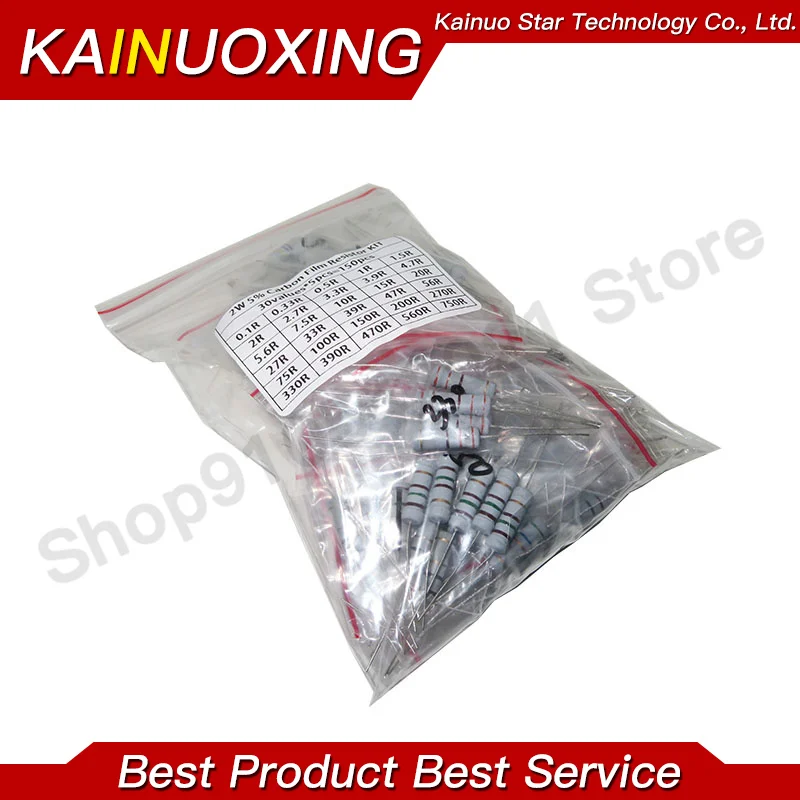 Resistor Kit 150PCS 2W 3W 5W 5% 30values X 5PCS Carbon Film 0.1R-750R ohm 1K-820K