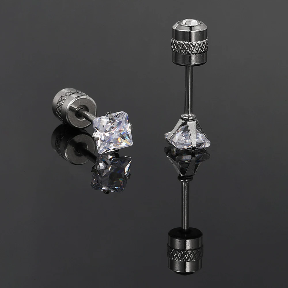 Größe 4/6/8mm Punk Rock Hipop Kubische Zirkone Helix Daith Piercing Edelstahl Ohrringe Für Mann Frau schmuck Geschenk Großhandel – Detail 5