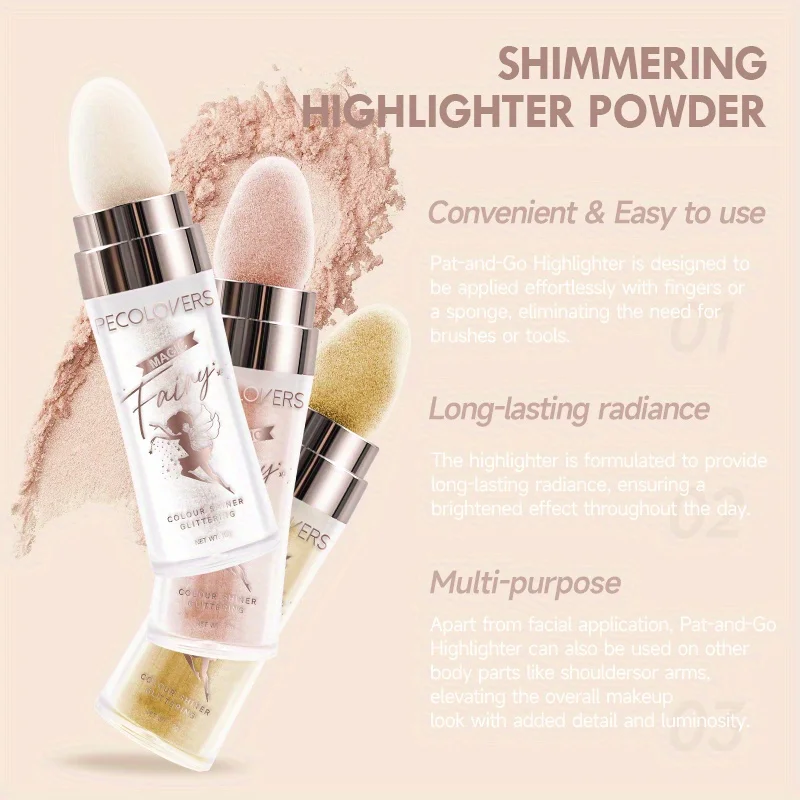 Fairy Powder Highlighter Stick, Shimmer Contour Blush Powder Contour Shading Glitter, Contour Brightening Makeup Highlighter 2