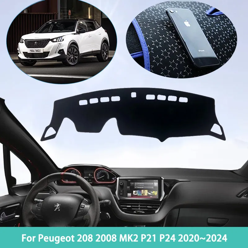 

Для Peugeot 208 2008 MK2 P21 P24 2020 ~ 2024 чехол для приборной панели автомобиля коврик ковер автомобильный солнцезащитный козырек накидка одеяло Защита от солнца 2021