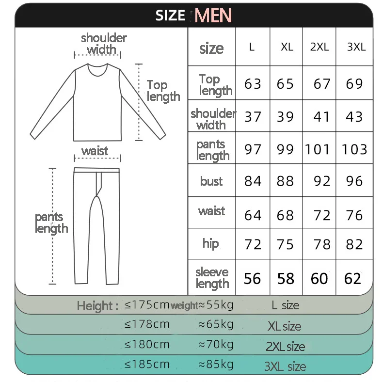 Description Picture 3 of itemNew Women's Thermal Underwear Set Velvet Winter Warm Self-heating Thermo Lingeries Seamless Ladies Men's Long Johns Intimate Set