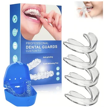 Vendita calda 4 pz/scatola Bocca Guardie per Bloccare i Denti Modellabili Denti Dentali Notte Guard per Adulti Arresto Dei Denti Rettifica Bruxismo Vassoio