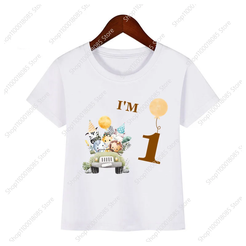 

Birthday Boy Girls' Shirt 1-9Year T-shirt Wild One Tee Birthday Party T-shirt Safari Animal Print Theme Clothing Children's Top