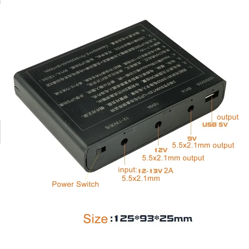 Caja de alimentación USB para enrutador, dispositivo para teléfono móvil, tableta, módem, cámara CCTV, salida 6x18650, UPS, 5V, CC 9V, 12V, envío directo