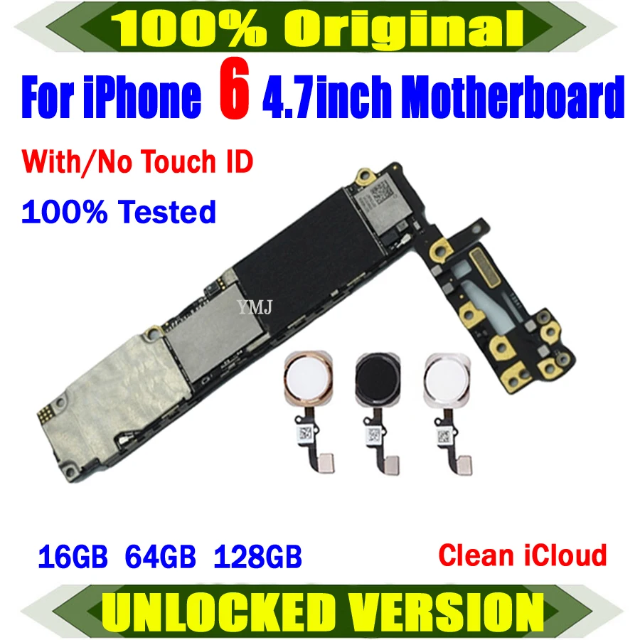 Clean Icloud Mainboard Originale Sbloccato Per Iphone 6 4.7 "Scheda Madre 16Gb 64Gb 128Gb Scheda Logica Piastra Di Lavoro Completamente Testata