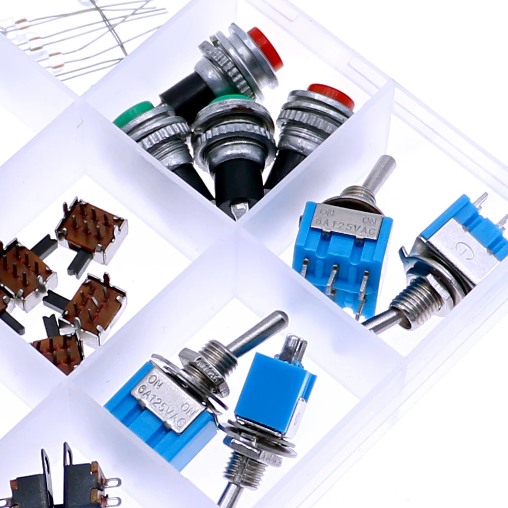 62Pcs Tactile Switches Push Button DIP Tact Toggle Switch