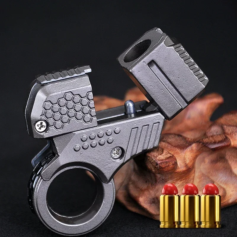 Alloy Mini Finger Ring Pistol Model Shell Throwing Soft Bullet Toy Gun Decompression Toys Golden Finger Blaster For Boys Adults 3