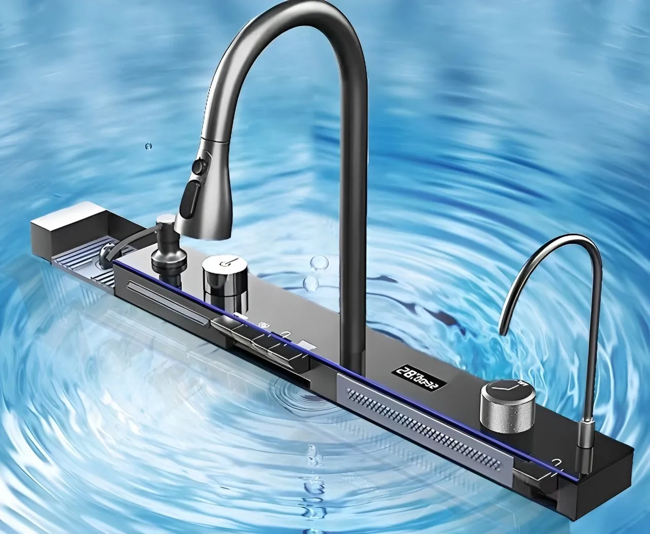 Kitchen sink, dual waterfall faucet, 5-button control, premium sink, manufacturer's lowest price 3
